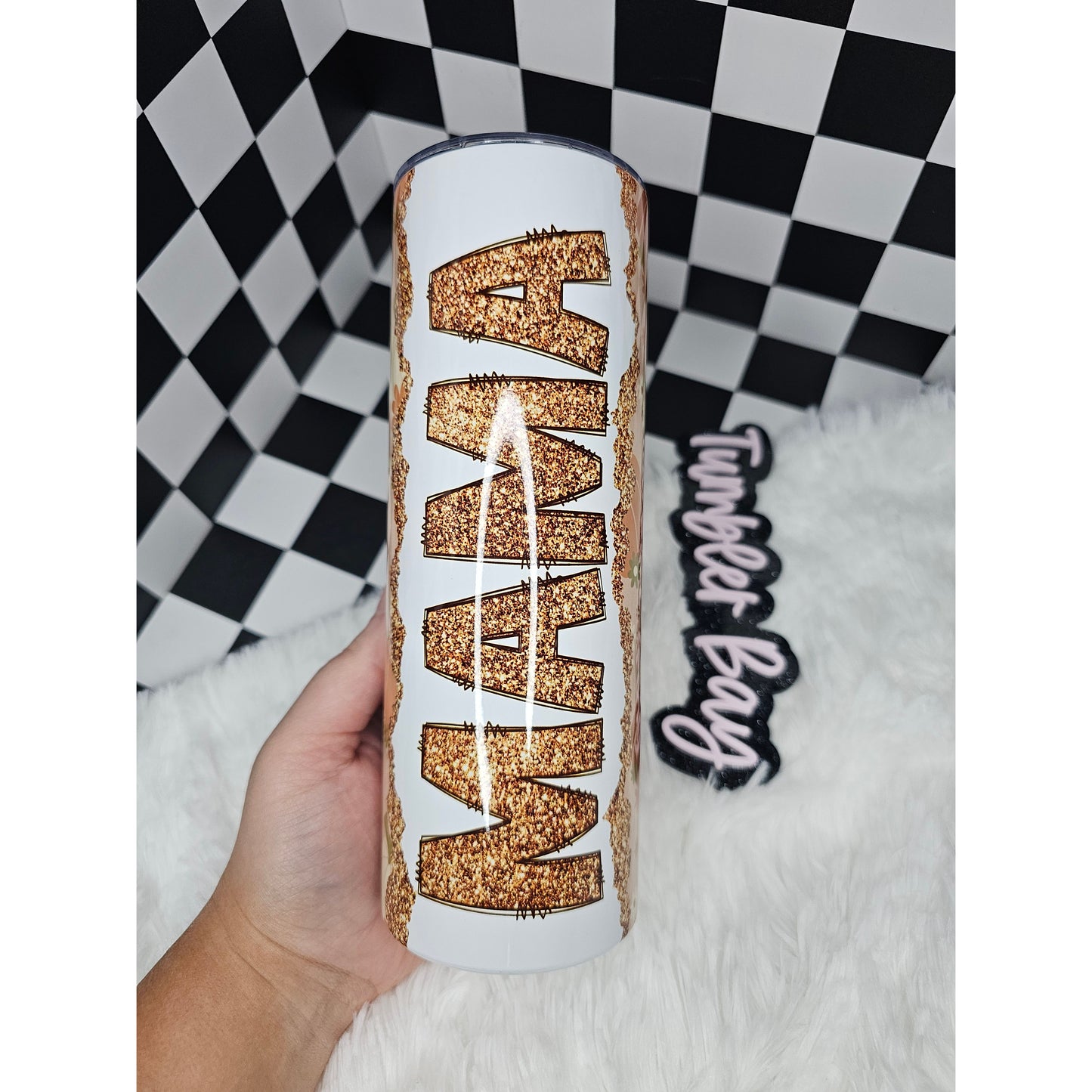 Mama Gold Glitter Tumbler