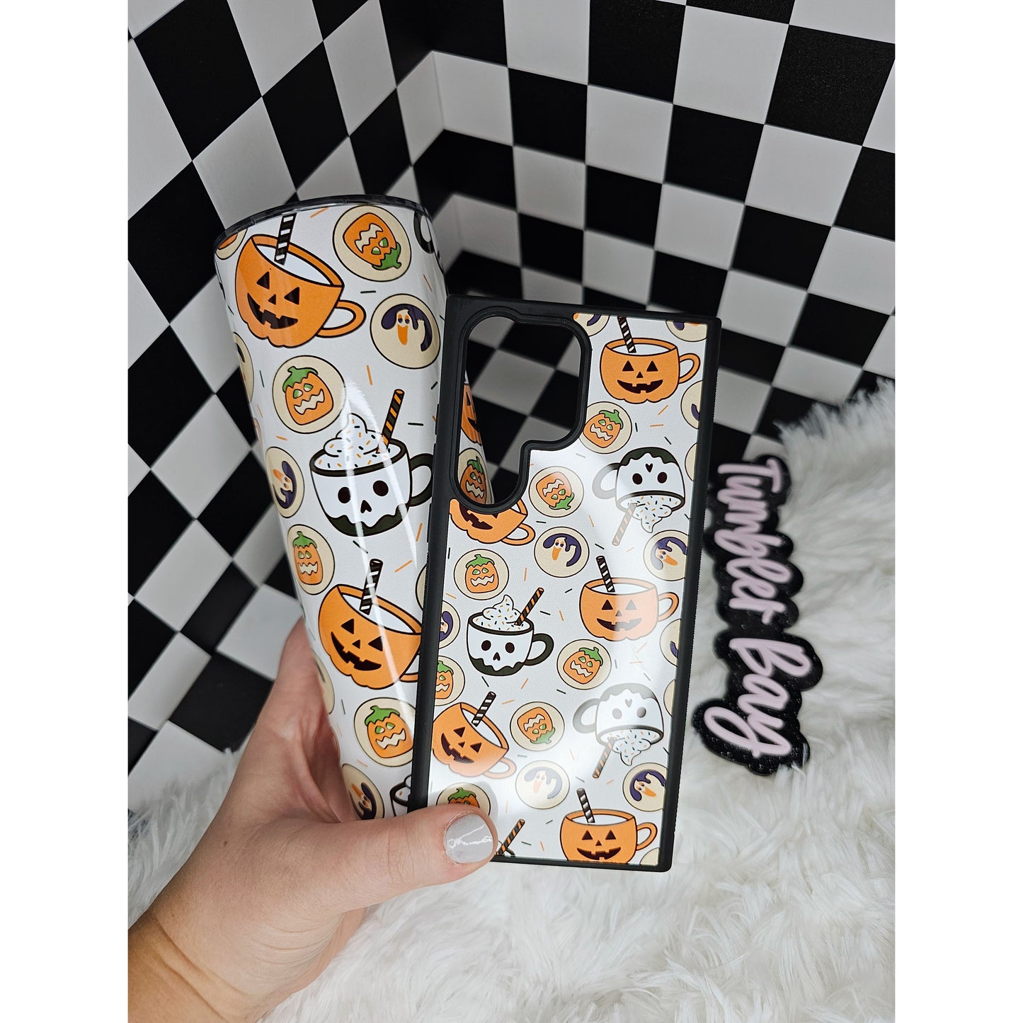 Pumpkin Spice Drinks 20oz Tumbler plus matching phone case (Only Samsung & Iphone available)