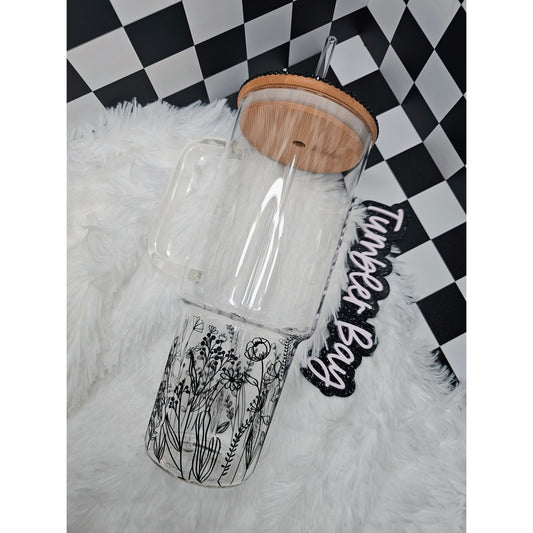 Glass Tumbler with Rhinestone Lid 40oz