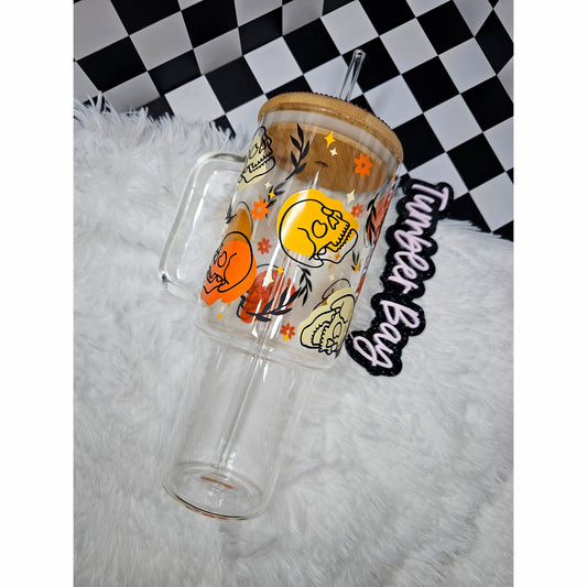 Skellies Glass Tumbler with Rhinestone Lid 40oz